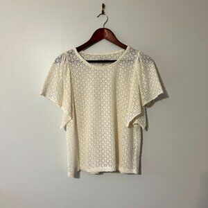 Texture & Thread | White Lace Blouse | Size Large | NWT